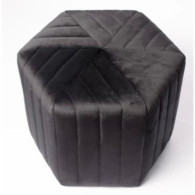 Wooden Twist Lucid Hexagonal Shape Solid Wood Pouf Ottoman Stool