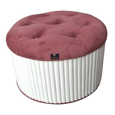 Wooden Twist Banquette Handmade Tufted Solid Wood Pouffe Ottoman