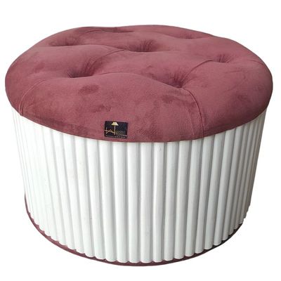 Wooden Twist Banquette Handmade Tufted Solid Wood Pouffe Ottoman