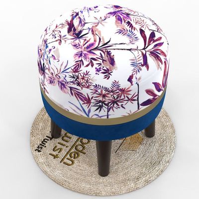 Blush Puffy Ottoman Stool For Living Room ( Purple & Blue )