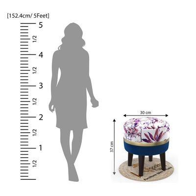 Blush Puffy Ottoman Stool For Living Room ( Purple & Blue )