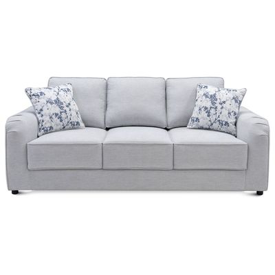 Penelope 3-Seater Fabric Sofa - Light Grey, Size 201W x 90D x 90H cm