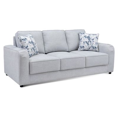 Penelope 3-Seater Fabric Sofa - Light Grey, Size 201W x 90D x 90H cm