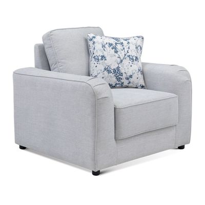 Penelope 1-Seater Fabric sofa- Light Grey, Size: 95W x 90D x 90H cm