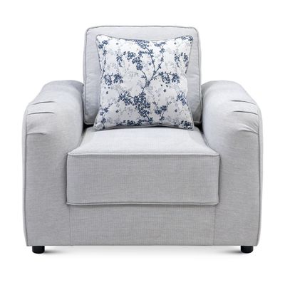 Penelope 1-Seater Fabric sofa- Light Grey, Size: 95W x 90D x 90H cm