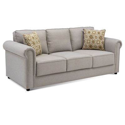 Zoey 3-Seater Fabric sofa - Dark Beige, Size: 201W x 90D x 90H cm