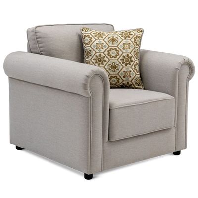 Zoey 1-seater Fabric sofa - Dark Beige, Size: 95W x 90D x 90H cm