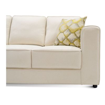 Hazel 3-Seater fabric sofa - Beige, Size: 201W x 90D x 90H cm