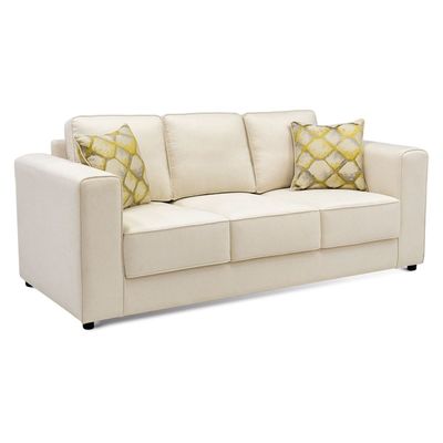 Hazel 3-Seater fabric sofa - Beige, Size: 201W x 90D x 90H cm