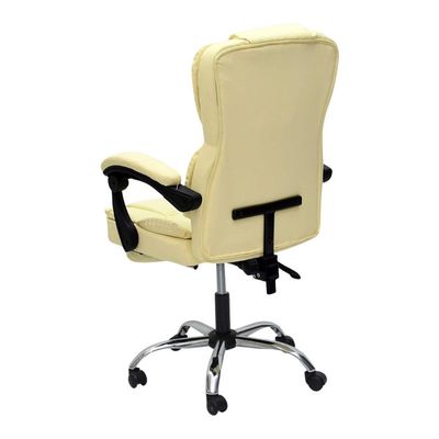 Premium Leatherette Office Chair, High Back Ergonomic Home Executive Chair with Spacious Cushion Seat, Footrest & Heavy Duty  Off White Color