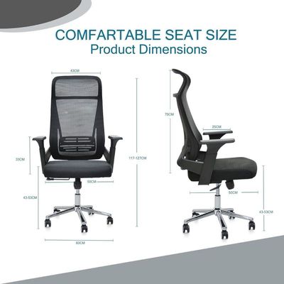 Ergonomic Office Chair Black for Home Executive Computer Chair Wide Seat With Large Headrest Modern Desk Chair Lumbar Support Adjustable Armrests 