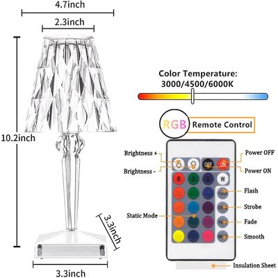 Crystal Touch Table Lamp LED Night Light, 16 Colors Rechargeable Table Lamp with Touch and Remote Control, USB Light Lamps, Lighting Decor for Bedroom (White)