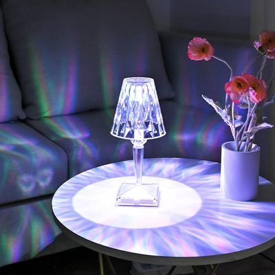Crystal Touch Table Lamp LED Night Light, 16 Colors Rechargeable Table Lamp with Touch and Remote Control, USB Light Lamps, Lighting Decor for Bedroom (White)