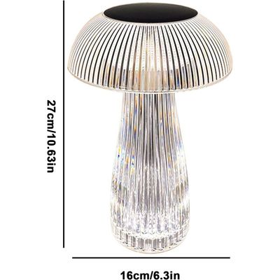 Mushroom Style Crystal Touch Table Lamp  3 Colors Rechargeable Table Lamp with Touch Control