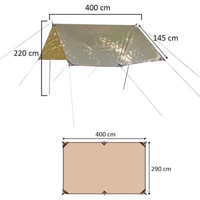 Yatai Camping Tarp for Beach, Multifunctional Waterproof Rain Fly Tent Tarp 400 x 290 cm, Big Anti-UV Lightweight Camping Shelter Large Outdoor Sunshade