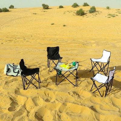 YATAI Set of 4 Folding Chairs With Folding Table - Lightweight Outdoor Camping Chair Table Set With Carry Bag Perfect For Garden Caravan Trips Fishing and BBQ Beach Chair - Picnic Table and Chairs Set