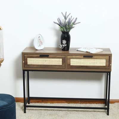 YATAI Console Table with 2 Drawers, Modern Entryway Table, Multifunctional Sofa Side Table Console, Easy Assembly Computer Office Desk Study Writing Table Plant Table for Hallway, Living Room
