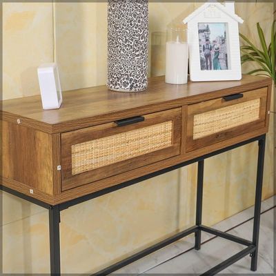 YATAI Console Table with 2 Drawers, Modern Entryway Table, Multifunctional Sofa Side Table Console, Easy Assembly Computer Office Desk Study Writing Table Plant Table for Hallway, Living Room