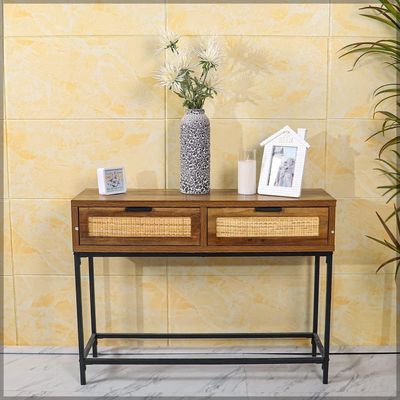 YATAI Console Table with 2 Drawers, Modern Entryway Table, Multifunctional Sofa Side Table Console, Easy Assembly Computer Office Desk Study Writing Table Plant Table for Hallway, Living Room