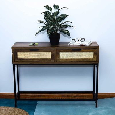 YATAI Console Table with 2 Drawers, Modern Entryway Table, Multifunctional Sofa Side Table Console, Easy Assembly Computer Office Desk Study Writing Table Plant Table for Hallway, Living Room