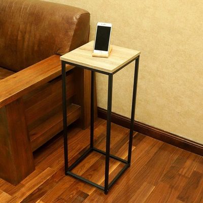 YATAI Square End table, Wooden Nightstand End table With Metal Frame, Anti-Rust Waterproof Nightstand Coffee End table, Easy to Assemble, BedEnd table for Living Room, Bedroom, Balcony, Office