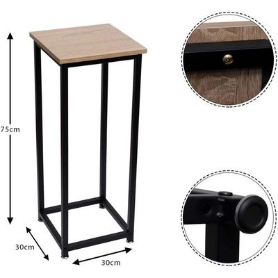 YATAI Square End table, Wooden Nightstand End table With Metal Frame, Anti-Rust Waterproof Nightstand Coffee End table, Easy to Assemble, BedEnd table for Living Room, Bedroom, Balcony, Office
