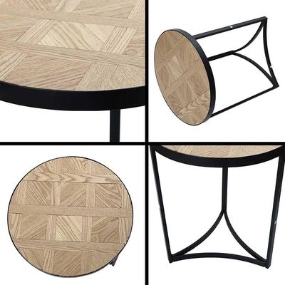 YATAI Nested Coffee Table, Round End table With Metal Frame, Antique Eco-friendly Wooden BedEnd table, Durable Non-toxic Nightstand End table, Tea Table for Small Spaces Living Room, Balcony, Office