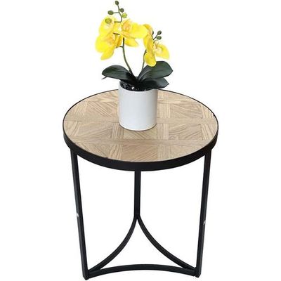 YATAI Nested Coffee Table, Round End table With Metal Frame, Antique Eco-friendly Wooden BedEnd table, Durable Non-toxic Nightstand End table, Tea Table for Small Spaces Living Room, Balcony, Office