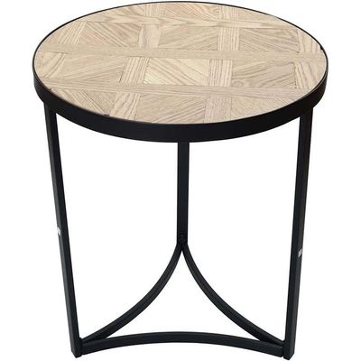 YATAI Nested Coffee Table, Round End table With Metal Frame, Antique Eco-friendly Wooden BedEnd table, Durable Non-toxic Nightstand End table, Tea Table for Small Spaces Living Room, Balcony, Office