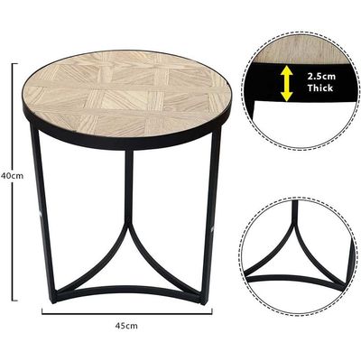 YATAI Nested Coffee Table, Round End table With Metal Frame, Antique Eco-friendly Wooden BedEnd table, Durable Non-toxic Nightstand End table, Tea Table for Small Spaces Living Room, Balcony, Office