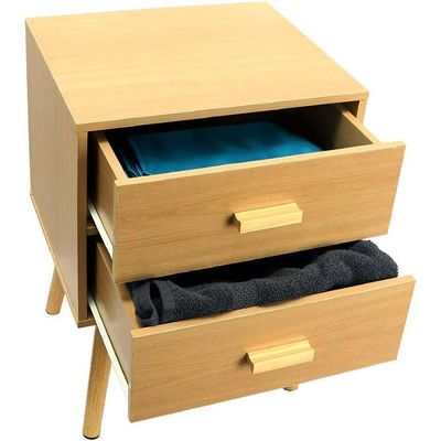 YATAI Retro Nordic Style 2 Drawers Bedside Cabinet Wooden End table Storage Organizer Unit Home Living Room Bedroom Furniture – 2 Drawers Nightstand With Legs – Wooden Cupboard Storage Cabinets