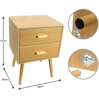 YATAI Retro Nordic Style 2 Drawers Bedside Cabinet Wooden End table Storage Organizer Unit Home Living Room Bedroom Furniture – 2 Drawers Nightstand With Legs – Wooden Cupboard Storage Cabinets