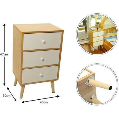 YATAI Retro Nordic Style 3 Drawers Bedside Cabinet Wooden End table Storage Organizer Unit Home Living Room Bedroom Furniture – 3 Drawers Nightstand With Legs – Wooden Cupboard Storage Cabinets