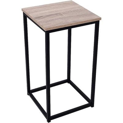 YATAI Square Wooden Nightstand End table with Metal frame Corner Coffee Table – Wood Center Table Night Stand Beside Bed Table – End table For Bedroom Living Room Furniture - Office Table (Large)