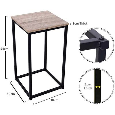 YATAI Square Wooden Nightstand End table with Metal frame Corner Coffee Table – Wood Center Table Night Stand Beside Bed Table – End table For Bedroom Living Room Furniture - Office Table (Large)