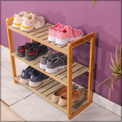 YATAI Wooden Shoe Bench, 3-Tier Stackable Shoe Shelf, Installation-Free Shoe Rack, Portable and Durable Shoe Organizer, Space Saving Shoe Stand for Closet, Entryway, Hallway, House & Office Furniture