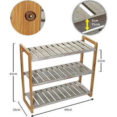 YATAI Wooden Shoe Bench, 3-Tier Stackable Shoe Shelf, Installation-Free Shoe Rack, Portable and Durable Shoe Organizer, Space Saving Shoe Stand for Closet, Entryway, Hallway, House & Office Furniture