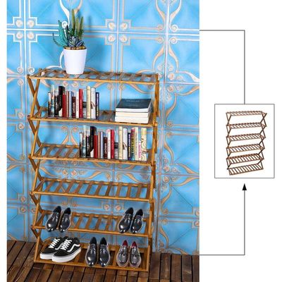 Yatai Foldable Shoe Rack, 6-Tier Bamboo Shoe Storage Rack, Multifunctional Free Standing Shoe Organizer, Portable Modern Shoe Stand, Shoe Shelf Organizer for Entryway, Hallway, Balcony, Living Room