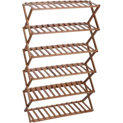 Yatai Foldable Shoe Rack, 6-Tier Bamboo Shoe Storage Rack, Multifunctional Free Standing Shoe Organizer, Portable Modern Shoe Stand, Shoe Shelf Organizer for Entryway, Hallway, Balcony, Living Room