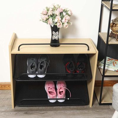 YATAI Solid Wood Shoe Rack - 3 Tier Shoe Bench With Metal Shelves - Shoe Storage Organizer - Shoe Stand For Entryway Hallway Closet Bedroom Living Room Furniture – Wooden Storage Rack Book Shelf
