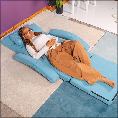 Yatai Lazy Floor Chair with Armrest, Adjustable Comfy Floor Chair, Convertible 3-In-1 Chair Floor Couch & Sleeping Mattress, Foldable Memory Foam Sleeper for Living Room/Dorm/Guest Room/Home Office