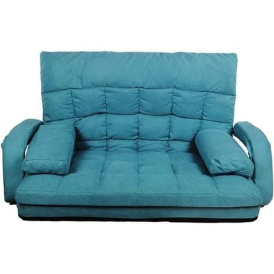 YATAI Sofa Lounger Bed with Armrests and A Pillow | Foldable 2 Seater Majilis Lazy Couch Sofa | Adjustable Backrest Fully Assembled Sofa for Multipurpose (BLUE)