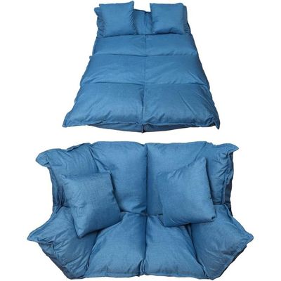 Yatai Foldable Floor Sofa 2 Seater Majlis Lazy Couch Sofa Floor With Bed & 2 Pillows Seating Back Support Floor with Adjustable Backrest Fully Assembled for Reading Sleeping TV Watching Gaming (Blue)