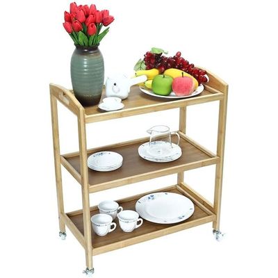 YATAI Rolling Cart, 3-Tier Multi-Purpose Storage Trolley, Organization Cart with Brake Caster Wheels, Rolling Food Serving Trolley, Storage Cart for Office, Home, Kitchen, Bedroom, Bathroom