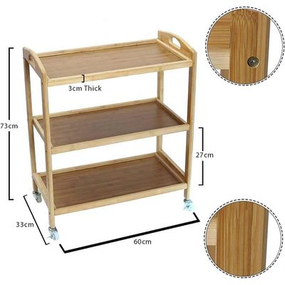 YATAI Rolling Cart, 3-Tier Multi-Purpose Storage Trolley, Organization Cart with Brake Caster Wheels, Rolling Food Serving Trolley, Storage Cart for Office, Home, Kitchen, Bedroom, Bathroom