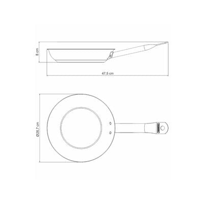 Tramontina Professional 26cm 2L Stainless Steel Shallow Frying Pan with Tri-ply Bottom and Interior PFOA Free Nonstick Coating