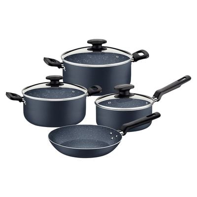 Tramontina 7 Pieces Blue Aluminum Cookware Set with Interior and Exterior Starflon Max Nonstick Coating