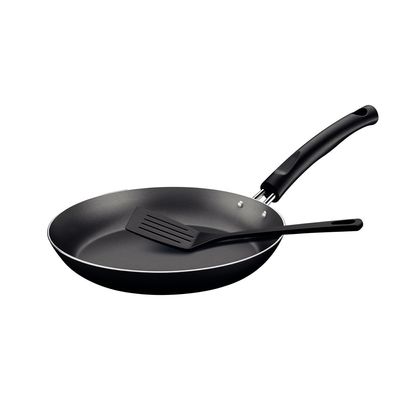 Tramontina Paris 28cm Aluminum Frying Pan with Interior Starflon Max PFOA Free Nonstick Coating and Exterior Black Silicon Coating with Spatula