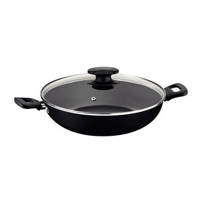 Tramontina Loreto 28cm 33L Black Wok Pot with Interior and Exterior Starflon Max PFOA Free Nonstick Coating