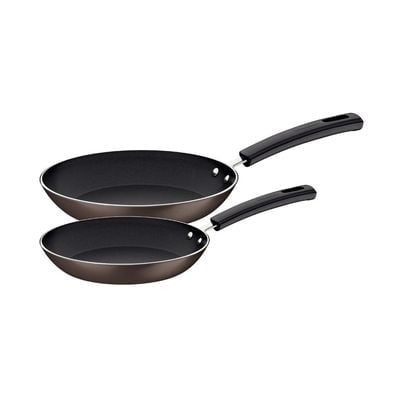 Tramontina Sicilia 2 Pieces Hazelnut Aluminum Frying Pan Set with Interior and Exterior Starflon Excellent PFOA Free Nonstick Coating 24cm + 28cm